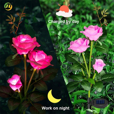 आउटडोर एलईडी वाणिज्यिक लाइट सिमुलेशन गुलाब का फूल सौर लाइट